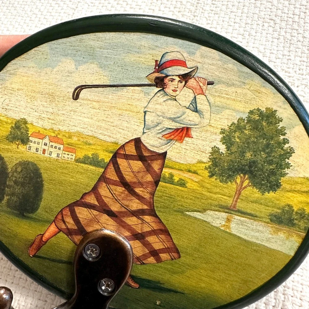 Navika Lady Golfer Wall Hook Vintage Golf Decor Coat Towel Hook